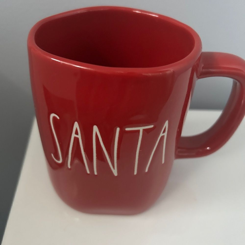 Rae Dunn By Magenta Red SANTA Ceramic Mug with White LL Letter Tea Mug